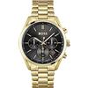 BOSS Orologio Cronografo al Quarzo da Uomo 44 mm Collezione CHAMPION con Cinturino in Acciaio Inossidabile Dorato e Cadran Nero, Funzione Data, 3 Sottocifre, Resistenza all'Acqua 10ATM - 1513848