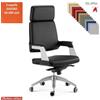 Elleci Office Omnia Poltrona direzionale con oscillante a fulcro avanzato base alluminio verniciata grigia ecopelle GAZEBO Class 1IM