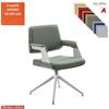 Elleci Office Omnia Poltrona interlocutore girevole, base alluminio piramidale a 4 gambe verniciata grigia ecopelle GAZEBO Class 1IM