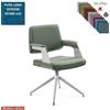 Elleci Office Omnia Poltrona interlocutore girevole base alluminio piramidale 4 gambe verniciata grigia Lana vergine Class 1 IM