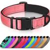 Joytale Collare Cane Riflettente,Imbottito e Morbido,Regolabile Nylon Collari per Cani Piccoli,Rosa,22-30cm