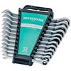 WIESEMANN 1893 Set di chiavi a cricchetto da 12 pezzi 8-19 mm con 72 denti acciaio Q-30 cromato I con supporto I 81567