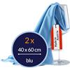culiclean Panni in Microfibra per Vetri e Bicchieri, 2X 40x60cm, Blu | Panno per Vetri e Panno Asciuga Bicchieri Multiuso Professionale, Prodotto in Austria, senza aloni, lavabile 95°C