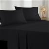 Poligino Lenzuola Matrimoniali 150x190/200cm - Completo Lenzuola 4 Pezzi in Microfibre - Lenzuolo con Angoli - Lenzuola Sopra - 2 Federa 50x80 - Nero