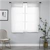 GIRASOLE HOME Coppia Tende Bianche Semi Trasparenti a Righe Orlo Superiore Grigio con Ricamo Fiore Tenda Misto Lino Stile Shabby Chic per Soggiorno Camera Finestra e Interni 2 Pannelli con Tasca (Grigio, 60x150cm)
