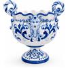 CERAMICHE CALTAGIRONE Centrotavola Alzata Ovale Ceramica Siciliana Caltagirone Blu cm 38