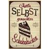 Schatzmix Blechschild Muttis selbst gebachter Schokokuchen Metallschild 20x30 cm Wanddeko Tin Sign Targa di Metallo da Parete, Lamiera, Multicolore