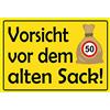 Schatzmix Blechschild Spruch Vorsicht vor Dem Alten Sack 50 Metallschild 20x30 Tin Sign Targa di Metallo da Parete, Lamiera, Multicolore, 20x30 cm
