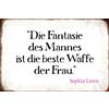 Schatzmix Blechschild Spruch Beste Waffe der Frau-Sophia Loren 20x30 Deko Tin Sign Targa di Metallo da Parete, Lamiera, Multicolore, 20x30 cm