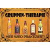 Schatzmix Blechschild Gruppen-Therapie (Spirituosen) Metallschild Wanddeko 20x30cm Tin Sign Targa di Metallo da Parete, Lamiera, Multicolore, 20x30 cm