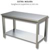 Ristotecno Tavolo inox con ripiano di fondo, senza alzatina posteriore. - Lunghezza superiore cm. 200 - Dim.cm. 250x70x85H - AISI 304