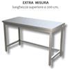 Ristotecno Tavolo inox senza ripiano di fondo, senza alzatina posteriore. - Lunghezza superiore cm. 200 - 250x70x85H - AISI 304