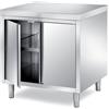 Ristotecno Tavolo acciaio Inox armadiato con ante a battenti - Prof. 70 cm - 70x70x85H - 2 ante a battente - AISI 304