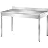 Ristotecno Tavolo inox con alzatina senza cornice sulle gambe. Prof. 70 - 170x70x85H - SENZA ruote - AISI 304