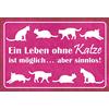 Schatzmix Blechschild Spruch Leben ohne Katze Sinnlos Metallschild 20x30 Deko Tin Sign Targa di Metallo da Parete, Lamiera, Multicolore, 20x30 cm