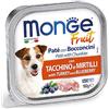 MONGE FRUIT CANE UMIDO 100 G Paté e Bocconcini con TACCHINO E MIRTILLO