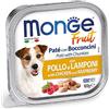 MONGE FRUIT CANE UMIDO 100 G Paté e Bocconcini con POLLO E LAMPONE