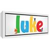 Feel Good Art Cute illustrativi Design, Scatola tela con surround in legno massiccio bianco (19 x 46 x 3 cm, piccolo, Luke)
