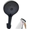Whcctl Soffione Doccia Nero, Doccia a Mano Universale, Soffione Doccetta Grande, Set di Doccia Premium, Doccino per Doccia Rotonda, con 3 Regolabile Modalità di Getto, Adatto per Bagno e Sauna