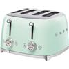 Smeg, Tostapane 4x4 TSF03PGEU, 4 Scomparti da 36mm, 6 Livelli di Doratura, Funzione Riscaldamento, Scongelamento e Bagel, Espulsione Automatica Pane, 2 Cassetti Raccoglibriciole, 2000W, Verde Pastello