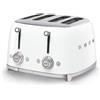 Smeg, Tostapane 4x4 TSF03WHEU, 4 Scomparti per 4 fette, 6 Livelli di Doratura, Funzione Riscaldamento, Scongelamento e Bagel, Espulsione Automatica del Pane, 2 Cassetti Raccoglibriciole, 2000W, Bianco