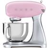 Smeg, Impastatrice Planetaria SMF02PKEU, 10 Velocità, Smooth Start, Ciotola da 4,8 L, Sicurezza Blocco Motore, Frusta Filo, Frusta Piatta, Gancio e Coperchio Versatore in Dotazione, 800W, Rosa