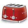 Smeg, Tostapane 4x4 TSF03RDEU, 4 Scomparti per 4 fette, 6 Livelli di Doratura, Funzione Riscaldamento, Scongelamento e Bagel, Espulsione Automatica del Pane, 2 Cassetti Raccoglibriciole, 2000W, Rosso