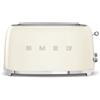 Smeg, Tostapane 2x4 TSF02CREU, 2 Scomparti per 4 fette, 6 Livelli di Doratura, Funzione Riscaldamento, Scongelamento e Bagel, Espulsione Automatica del Pane, Cassetto Raccoglibriciole, 1500W, Panna