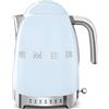 Smeg, Bollitore Temperatura Variabile KLF04PBEU 1,7L, Più Livelli di Temperatura, Filtro Anticalcare Lavabile, Autospegnimento di Sicurezza, Indicatore Livello Acqua, Avvolgicavo, Potenza 2400W, Azzurro