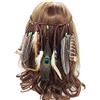 Jurxy Fascia Regolabile in Piume di Pavone Indian Trailing Feather Copricapo di Tessuto Boemo Copricapo con Perline Tassel - Marrone- Stile 3