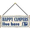 Schatzmix Happy Campers Life, targa in metallo, 27 x 10 cm, decorazione da parete con cordoncino, targa in metallo, multicolore, 27 x 10 cm