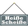 Schatzmix Blechschild Spruch Heiße Scheiße Metallschild 27x10cm Deko Tin Sign mit Kordel Targa di Metallo da Parete, Lamiera, Multicolore, 27x10 cm