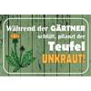 Schatzmix Blechschild Spruch während der Gärtner schläft Metallschild 20x30 Deko Tin Sign Targa di Metallo da Parete, Lamiera, Multicolore, 20x30 cm