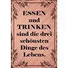 Schatzmix Blechschild Spruch Essen und Trinken… Metallschild Wanddeko 20x30cm Tin Sign Targa di Metallo da Parete, Lamiera, Multicolore, 20x30 cm