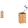 WENKO DIE BESSERE IDEEWenko Portascopino Wc Padua - Portascopino Wc, Bambù, 10 X 38 X 10 Cm, Naturale & Bicchiere Portaspazzolini Padua - Portaspazzolino Per Spazzolini E Dentifricio