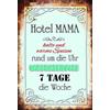 Schatzmix Blechschild Hotel Mama rund um Die Uhr Service Metallschild 20x30 cm Wanddeko Tin Sign Targa di Metallo da Parete, Lamiera, Multicolore