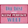Schatzmix Blechschild Spruch Du Bist Meine Kleine perfekte Welt Metallschild 20x30 Deko Targa di Metallo da Parete, Lamiera, Multicolore, 20x30 cm