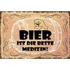 Schatzmix Blechschild Bier Ist Die Beste Medizin Metallschild Wanddeko 20x30cm Tin Sign Targa di Metallo da Parete, Lamiera, Multicolore, 20x30 cm