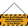Schatzmix Blechschild Spruch Wenn Du Frühstück im Bett willst Wanddeko 27x10 cm mit Kordel Targa di Metallo da Parete, Lamiera, Multicolore