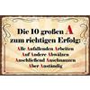 Schatzmix Blechschild Die 10 großen A zum richtigen Erfolg 20x30 cm Wanddeko Tin Sign Targa di Metallo da Parete, Lamiera, Multicolore