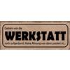 Schatzmix Blechschild Spruch Gestern War Die Werkstatt Noch aufgeräumt. 27x10cm Deko Targa di Metallo da Parete, Lamiera, Multicolore, 27x10 cm