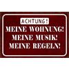 Schatzmix Blechschild Achtung Wohnung, Meine Musik… Metallschild Wanddeko 20x30cm Tin Sign Targa di Metallo da Parete, Lamiera, Multicolore, 20x30 cm