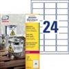 AVERY Etichette permanenti poliestere bianche Avery 63,5x33,9 mm - 24 et/foglio - stampanti laser cf. 100 fogli L4773-100