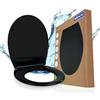 Wenko Sedile WC Kos nero, Sedile WC con chiusura automatica ammortizzata, fissaggio igienico Fix,Clip, Termoplastica, 37 x 44 cm, Nero