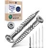 NietFullThings Vite da terrazza in acciaio inossidabile TORX a testa di lente a tacca di taglio TORX e nervature di pelatura in V2A 5-mm di spessore 40-mm lunghezza della vite 200 pezzi 26-mm fil. parziale 5x40
