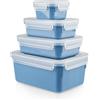 Emsa N10308 Clip & Close Color Edition - Set di 4 contenitori per Alimenti | 0,2/0,55/0,8/2,2 Litri | antigoccia | igienico | Senza BPA | Lavabile in lavastoviglie, microonde e Freezer | Blu Acqua