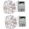 BXROIU 2 x 50 LEDs Stringa Luci a Batteria,Filo d'Argento 5 metri,2 Modalità di Catena Luminosa per Feste, Matrimoni, Giardino e Decorazione Natalizia. (5 Mètres, Bianco Freddo)