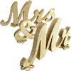 Alnicov - Lettere in legno con scritta Mr & Mrs in stile vintage, per matrimoni, tavoli e foto per feste, decorazioni da tavolo con 5 dischetti di fiori (oro)