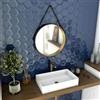 AURLANE Specchio da bagno rotondo, diametro 55 cm, nero opaco e finitura bronzo - Circle Horus