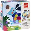 APLI Kids 18814 - Set di Gomiti Multicolori in Scatola Metallica Modello Cani - Set di Adesivi per completare Le Illustrazioni